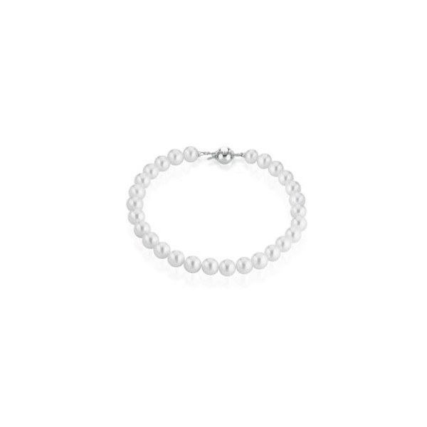 Coscia Bracciale di Perle giapponesi AKOYA con chiusura a sfera in oro bianco 18kt AK 6.5/7