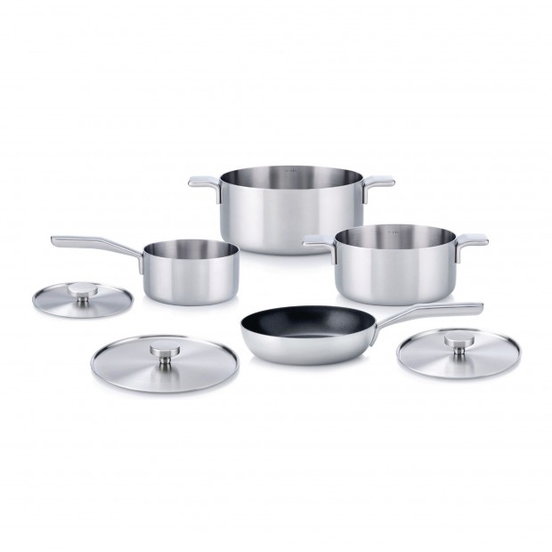 SET PENTOLAME 7 PEZZI ALESSI MAMI ACCIAIO INOX 18/10 CON FONDO MAGNETICO  PER INDUZIONE