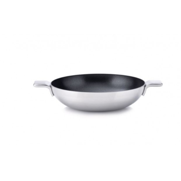 Alessi Pentola Wok in trilamina con coperchio e con fondo in acciaio  magnetico diam 34 collezione EDO