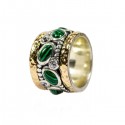 Styliano Jewellery Anello in Argento e Oro con MALACHITE VERDE