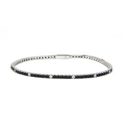 Zancan Bracciale Tennis in Argento con Zirconi NERI E BIANCHI – Insignia 925 – ESB078