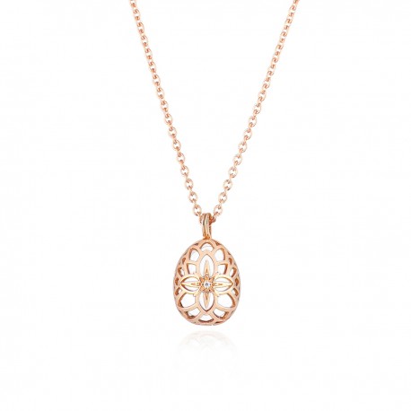 Tsars Collection Collana in argento placcato oro WINDROSE IN ARGENTO ROSA E AGATA BIANCA