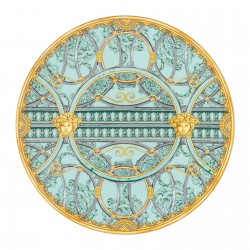 VERSACE Scala di Palazzo Piatto Segnaposto 33cm verde acqua oro Porcellana