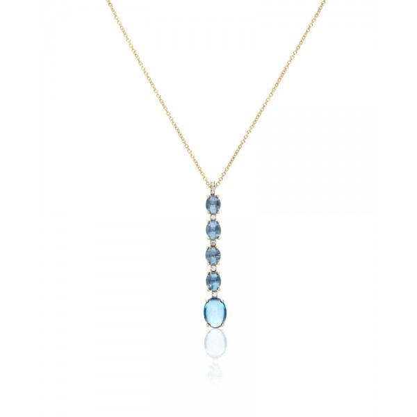 Nanis Collana Dancing in The rain Oro 18kt, diamanti e Topazio blu london