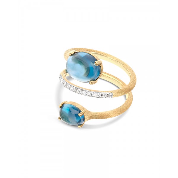 Nanis Anello Dancing in The rain AZURE Oro 18kt, diamanti e Topazio blu london