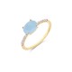 Nanis Anello Dancing AZURE Oro 18kt, diamanti e Acquamarina milky