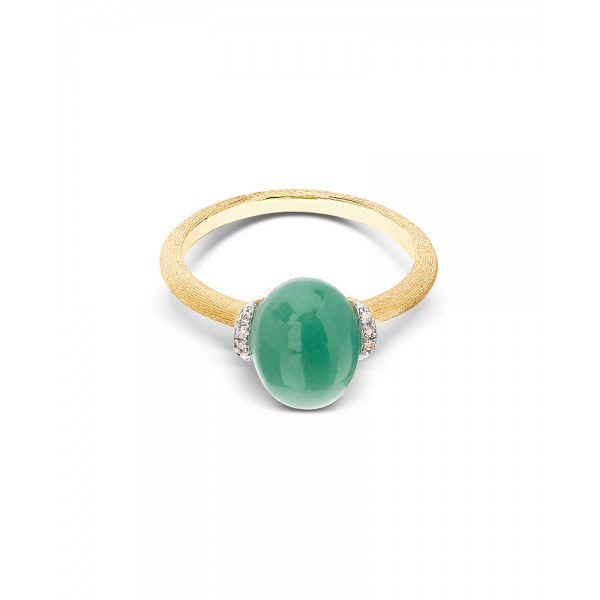 Nanis Anello AMAZZONIA Verde Oro 18kt, diamanti e Avventurina Verde