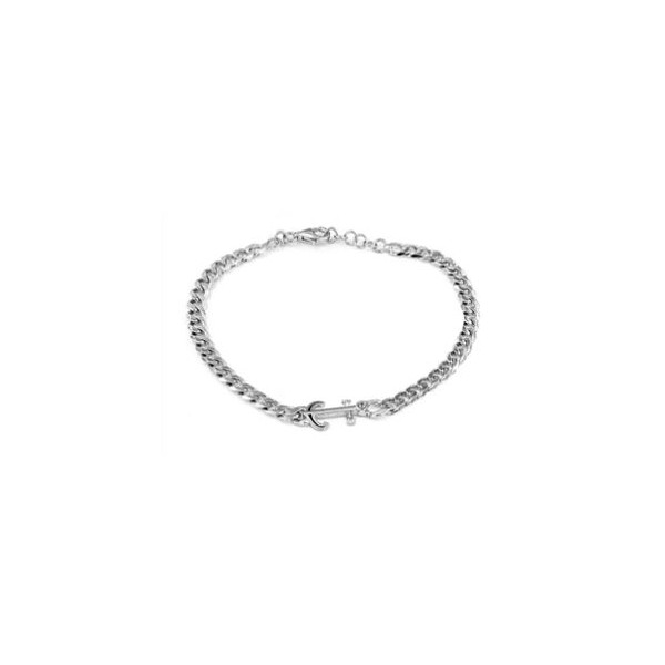 Arcadia Bracciale in argento con ancora con diamante